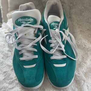 Reebok Teal Suede Trainers with White Accents